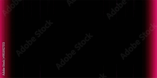 Dramatic red and purple stage curtains transition through a dark cinematic space with a bright spotlight flash and abstract video energy animation+