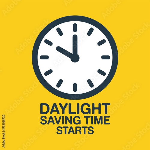 Yellow background with clock and daylight saving time text 1
