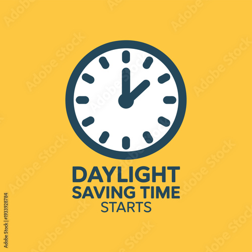 Yellow background with clock and daylight saving time text