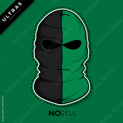 vector illustration of a sticker logo balaclava ultras design football fans with abstract background