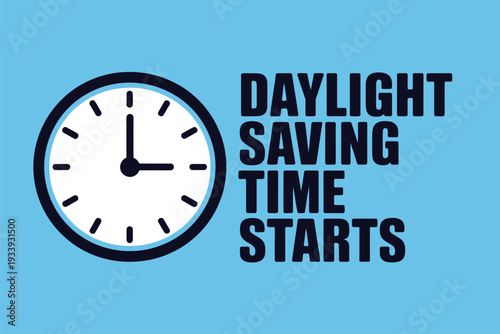 Blue background with clock and daylight saving time text