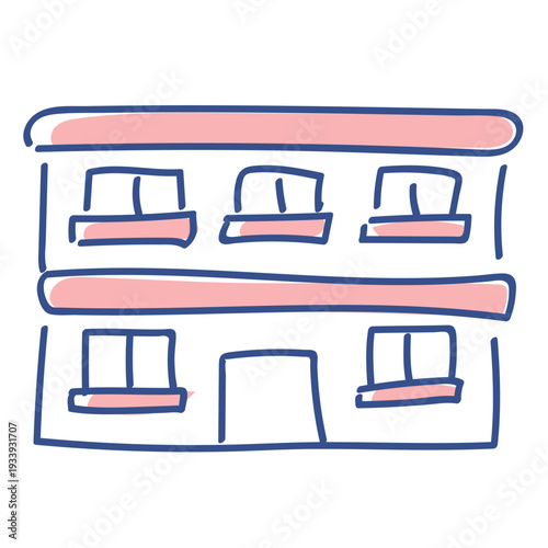 手書きのゆるかわいいアパートの外観イラスト