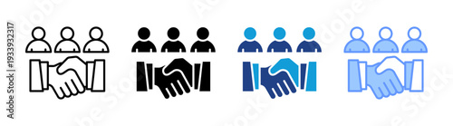 Handshake icon set multiple style collection