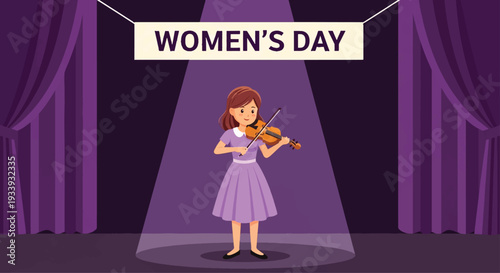 International Womens Day Celebration with Talented Violinist on Stage