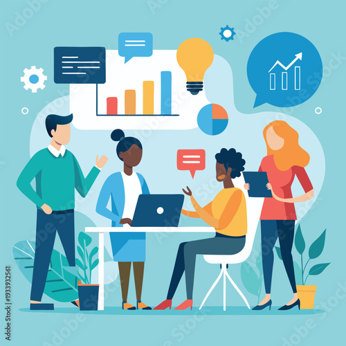 A high resolution vector illustration business people in a meeting
