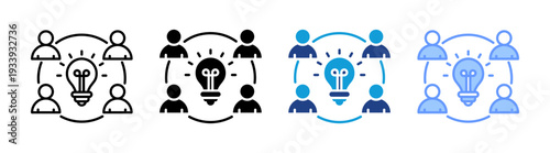 Brainstorming icon set multiple style collection