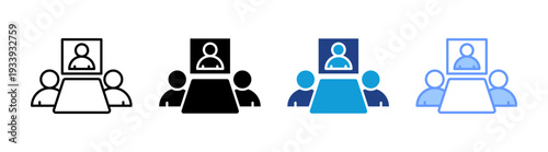 Online Meeting icon set multiple style collection
