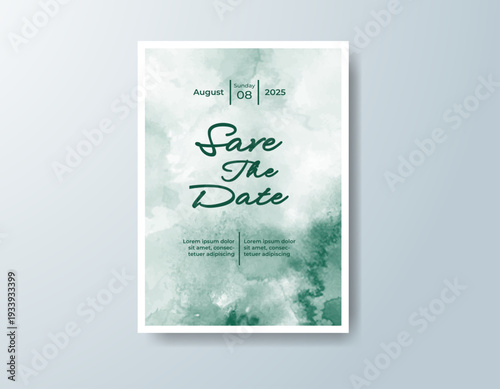 Wedding invitation with abstract watercolor background