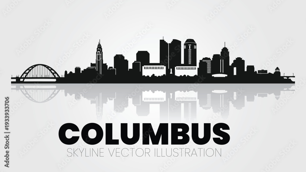 Fototapeta premium Columbus city skyline silhouette. Vector
