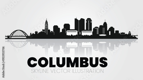 Columbus city skyline silhouette. Vector