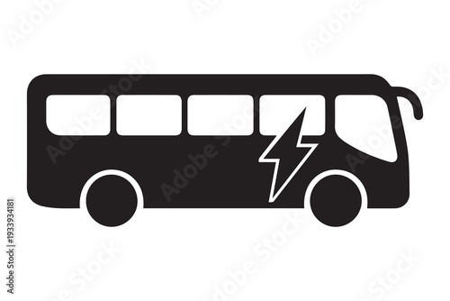 Electric bus silhouette illustration