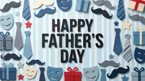Happy Fathers Day Greeting Card Design Elements.