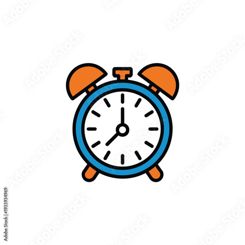 Minimal of a blue and orange alarm clock minimal blue