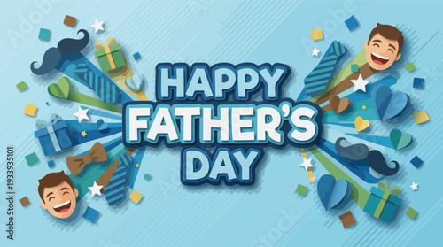 Happy Fathers Day Greeting Card Design.