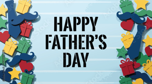 Happy Fathers Day Gift Boxes and Mustaches.