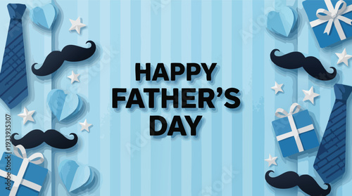 Fathers Day Greeting with Mustache and Ties.