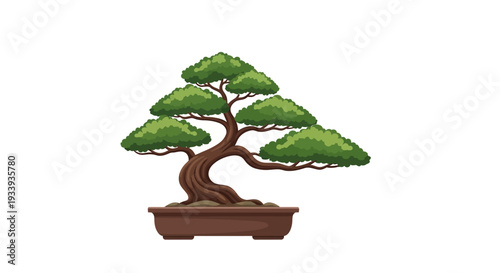 Bonsai Tree in Pot - Miniature Japanese Garden Art