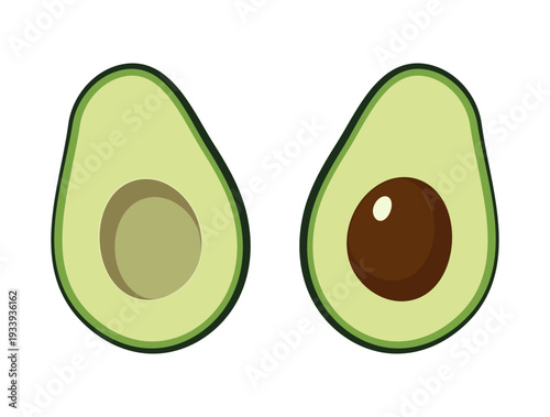 Avocado halves illustration, without background