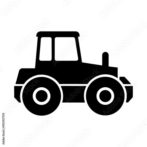 Asphalt Compactor Vehicle Black Glyph Symbol for Roadworks.