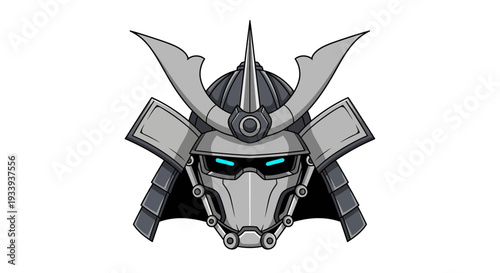 Futuristic Samurai Helmet Robot Warrior