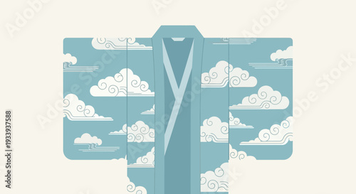 Japanese Kimono with Cloud Pattern