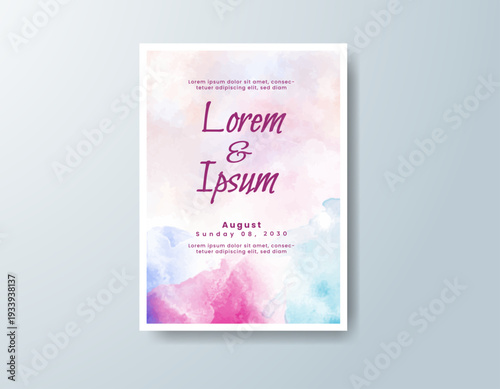Wedding invitation with abstract watercolor background