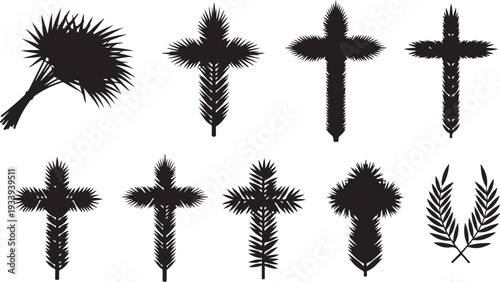 Palm Cross Silhouettes for Easter and Christian Symbolism Designs