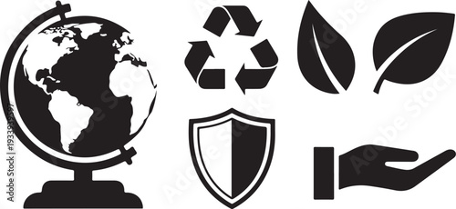 Eco Friendly Symbols Protecting the Globe and Environment Together