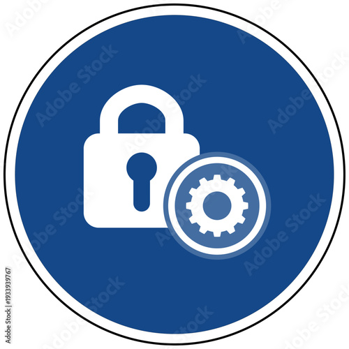 Sicherheit Schloss Vektor Icon Symbol für Einstellungen Datenschutz Sperre Konfiguration blau rund