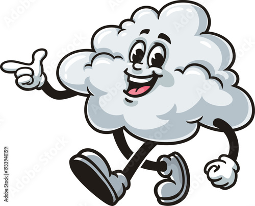 Cloud mascot cartoon is walking
