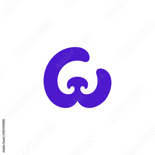 dog letter w icon purple logo. icon branding animal