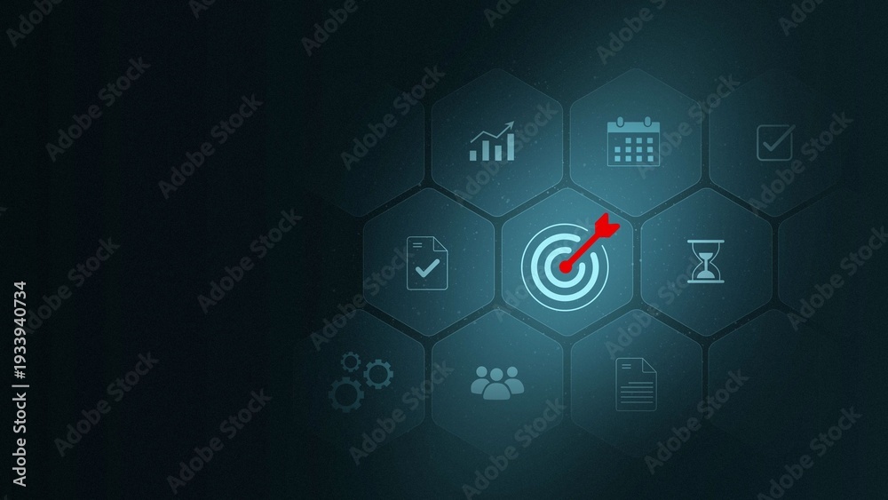 Obraz premium Goal setting and strategic focus using digital interface. business selecting target icon and strategy dashboard. strategic planning, performance tracking and 3d illustration