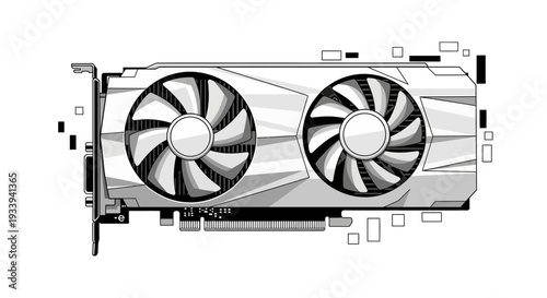 Modern Graphics Card with Dual Fans for Computer Hardware.