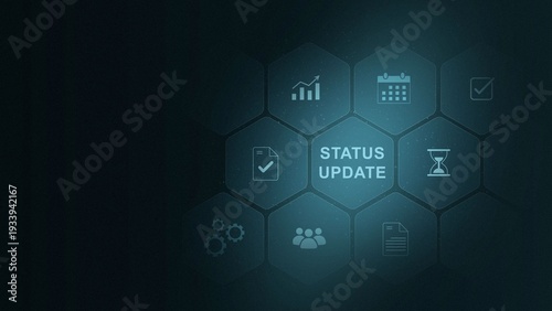 Tableau sur toile Futuristic Status Update Dashboard Interface Technology, Internet and network concept, Tech Performance Panel ,digital interface on cyan color background