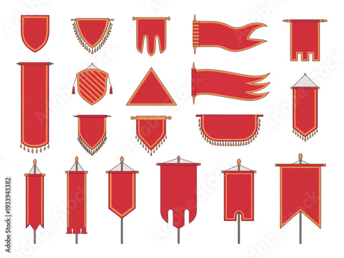 Royal flags vector with medieval banners and luxury fantasy templates
