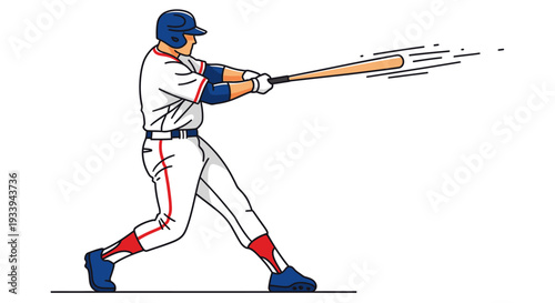 Baseball player swinging bat vector illustration isolated on white