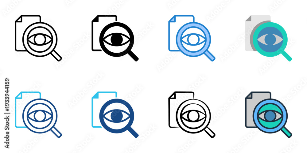 Fototapeta premium File viewer icons set multiple style collection. Editable stroke 