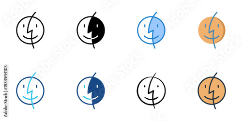 Finder icons set multiple style collection. Editable stroke 

