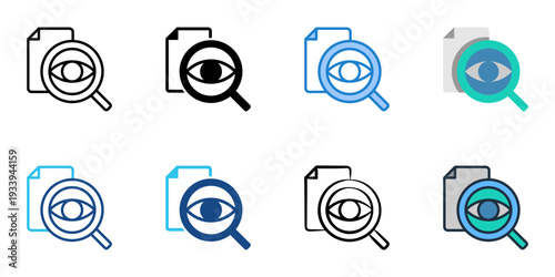 File viewer icons set multiple style collection. Editable stroke 
