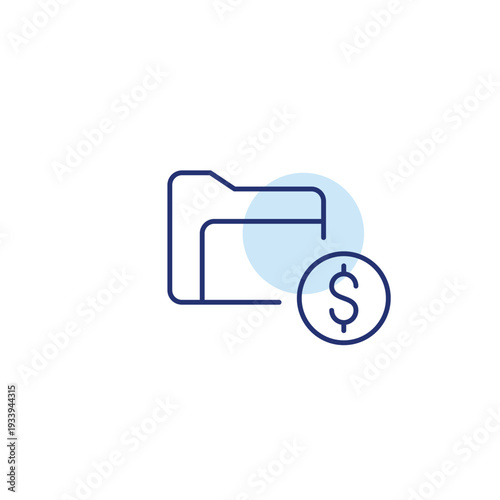 Folder and dollar. Virtual storage payment and subscription costs. Pixel perfect, editable stroke vector icon