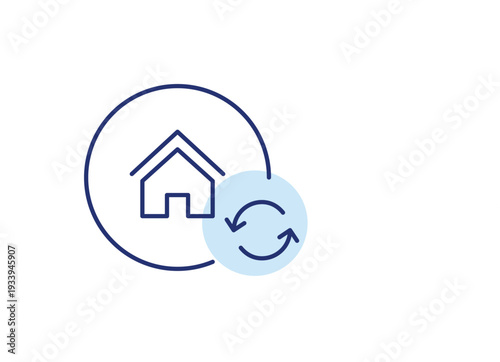 House and renew arrows. Smart home system update and maintenance, real estate transactions. Pixel perfect, editable stroke vector icon