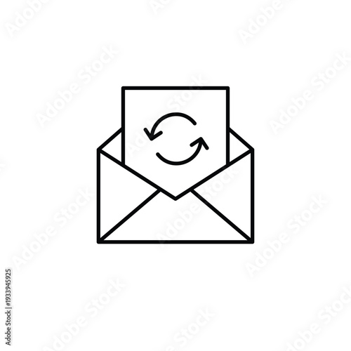 Mail update, message refresh, correspondence renewal. Open e-mail letter. Pixel perfect, editable stroke vector icon