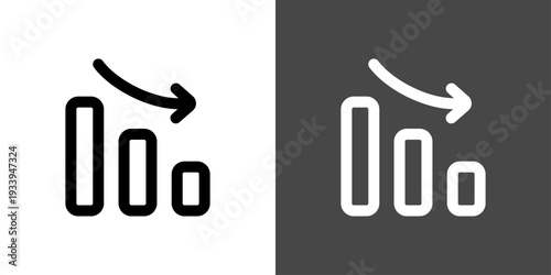 シンプルな下降の棒グラフのアイコン