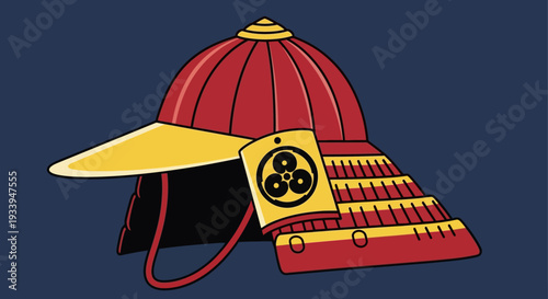 Japanese Samurai Helmet Kabuto with Mon Emblem