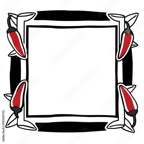 Crisp chili oil design white background. 