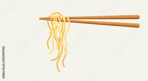 Chopsticks holding delicious ramen noodles, isolated on white