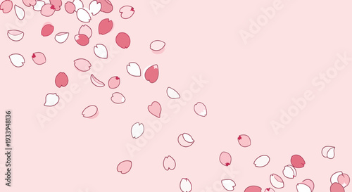 Pink Cherry Blossom Petals Falling on Pastel Background