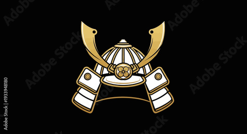 Samurai Helmet Icon, Japanese Warrior Armor, Bushido Symbol