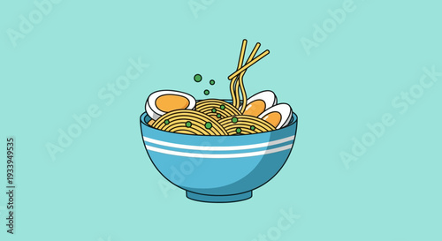 Delicious Ramen Bowl with Egg and Chopsticks