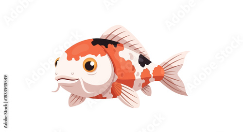 Cute Koi Fish Illustration, Orange and White